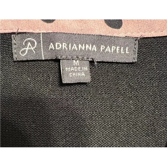 Adrianna Papell Sweater Top Women’s Medium Pink Black Polka Dot Knit Career Top - Picture 6 of 13